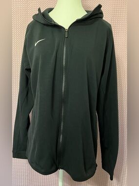 Nike Black Full-Zip Athletic Hoodie with White Swoosh